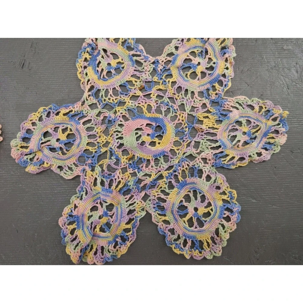 Vintage Set of‎ 2 Crochet Table Doily 10